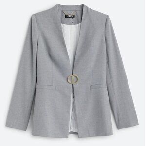 DKNY Gray Open-Front Blazer with Gold Ring Accent